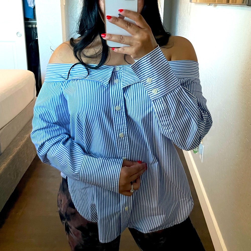 Forever 21 off the shoulder button up shirt
